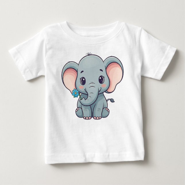 Cute cartoonish baby elephant design baby T-Shirt (Front)