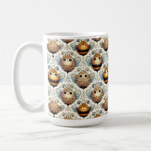 Cute, cartoonish bee coffee mug