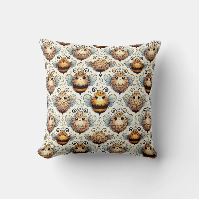 Cute, cartoonish bee cushion (Front)