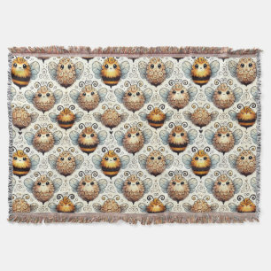 Cute, cartoonish bee throw blanket