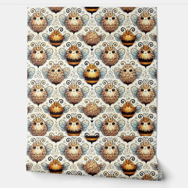 Cute, cartoonish bee wallpaper (Unrolling)