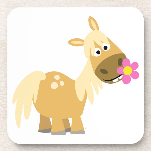 Cute CartoonPony and Flower Cork Coasters (Front)