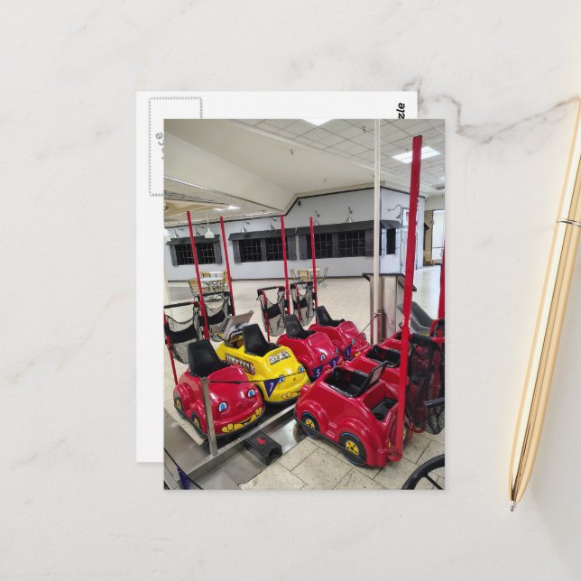 Cute Carts in Liminal Space Nearly Abandoned Mall Postcard (Front/Back In Situ)
