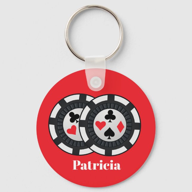 Cute casino chips add name key ring (Front)