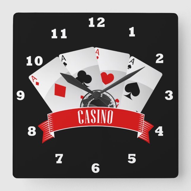 Cute Casino gambling cards decor clock (Front)