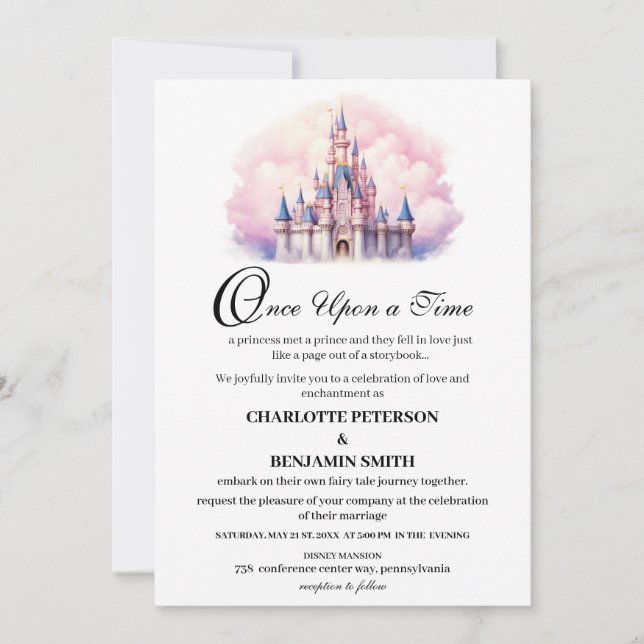 Cute Castle Fairy tale Wedding Invitation (Front)