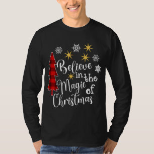 Cute Casual Believe in Magic of Christmas Tree Buf T-Shirt