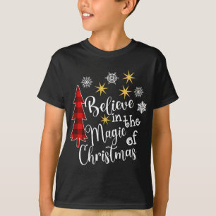 Cute Casual Believe in Magic of Christmas Tree Buf T-Shirt