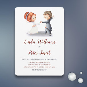 Cute Casual Simple Bride Groom Custom Wedding  Invitation