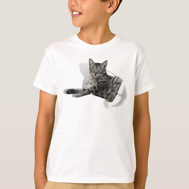 Cute Cat 3D Graphic funny illusion popular  T-Shirt (Front)