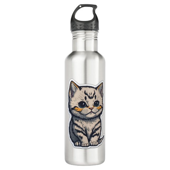 cute cat 710 ml water bottle (Front)
