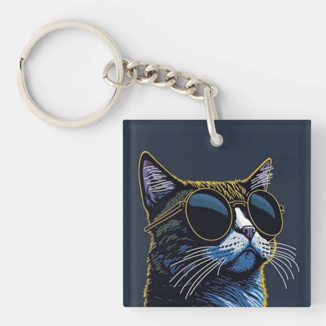 Cute Cat Acrylic Keychain (Front)