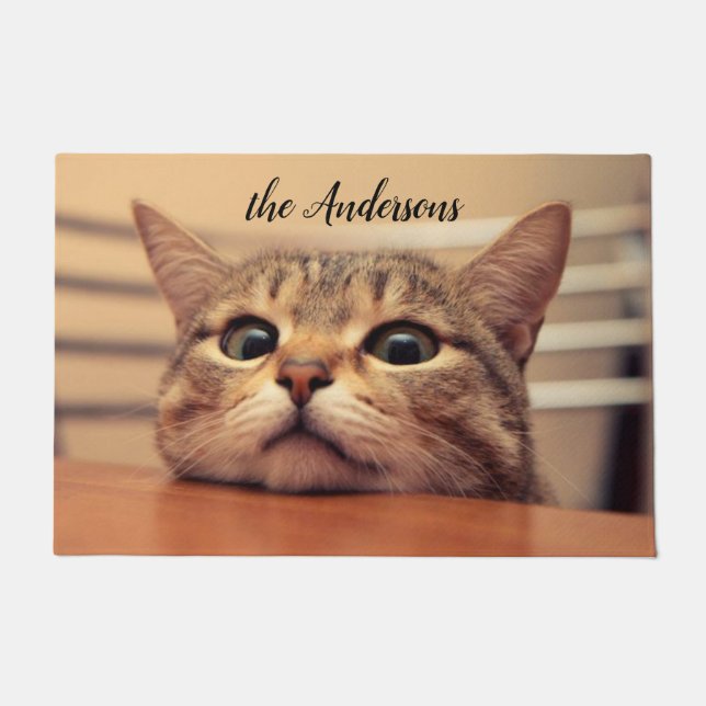 Cute Cat Add your own photo Doormat (Front)