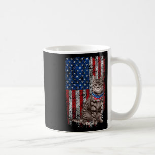 Cute Cat American Flag Byndana Patriotic 4th Of Ju Coffee Mug