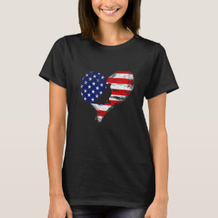 Cute Cat American Flag Heart Usa Patriotic Pride 4 T-Shirt