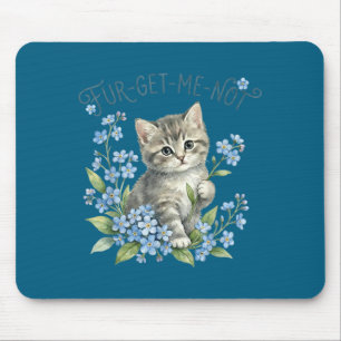 Cute cat & flowers fur-get-me-not gift women mouse pad