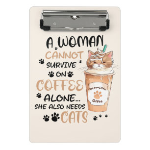 Cute cat and a Cup of Coffee Mini Clipboard