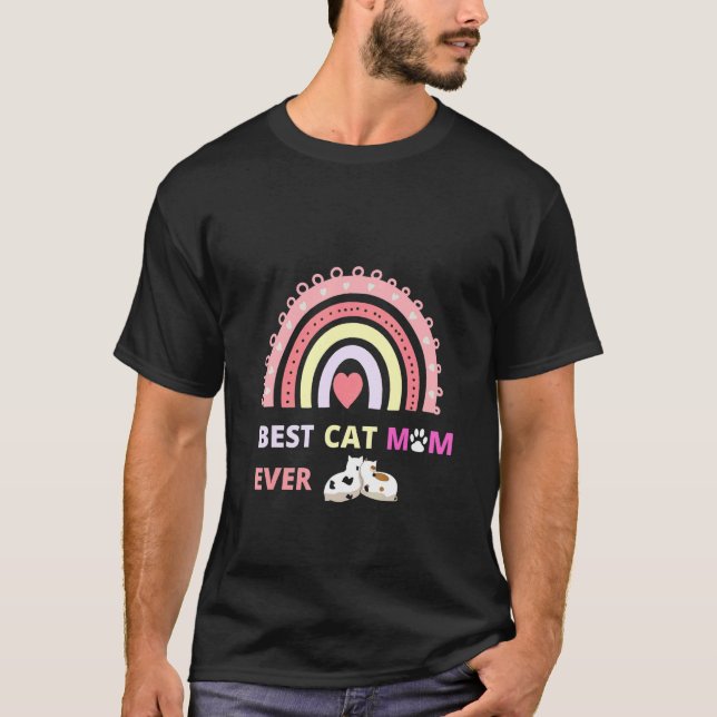cute cat and best mum ever T-Shirt (Front)