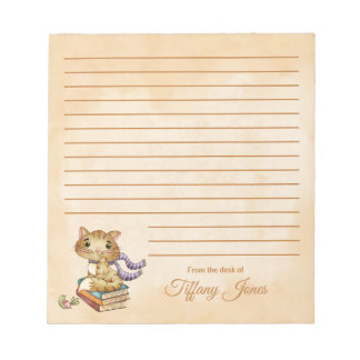 Cute Cat and Books Notepad
