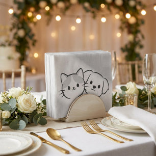 Cute Cat and Dog Friends Rustic Tissue Paper