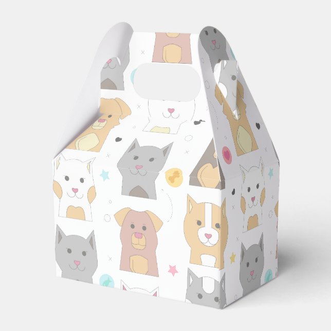 Cute Cat and Dog Pattern Favour Box (Back Side)