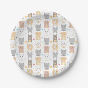 Cute Cat and Dog Pattern Paper Plate