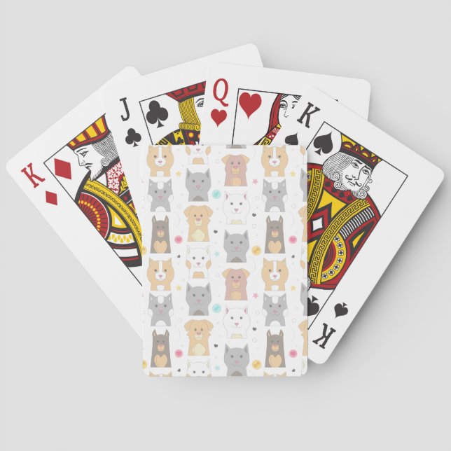 Cute Cat and Dog Pattern Playing Cards (Back)