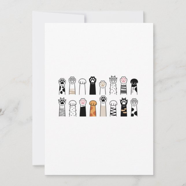 cute cat and dog paws invitation (Front)