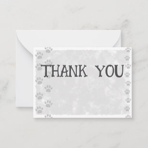 Cute Cat and Dog Pet Paw Prints Gray Watercolor  Card