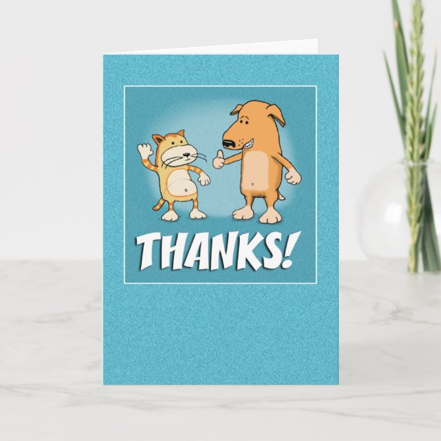 Cute Cat and Dog Thank You Card (Front)