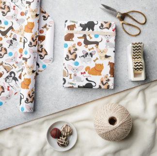 Cute Cat and Dog Wrapping Paper