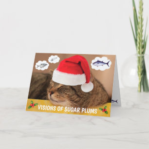 Cute Cat And Fish Christmas Holiday Card