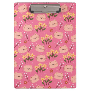 Cute Cat and Flowers Clipboard