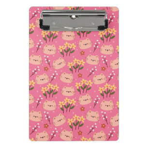 Cute Cat and Flowers Mini Clipboard