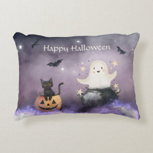 Cute Cat and Ghost Halloween Decorative Cushion