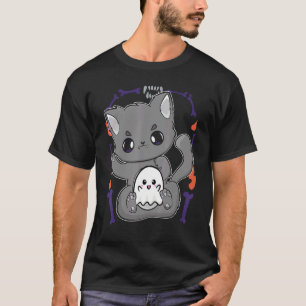 Cute Cat And Ghosts For Cute Horror Fans T-Shirt