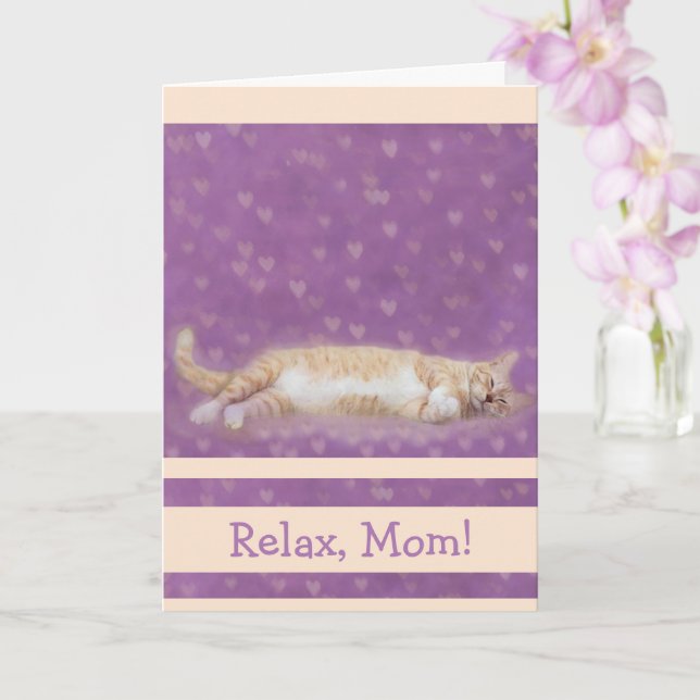 Cute Cat And Hearts Birthday For Mum Card (Orchid)