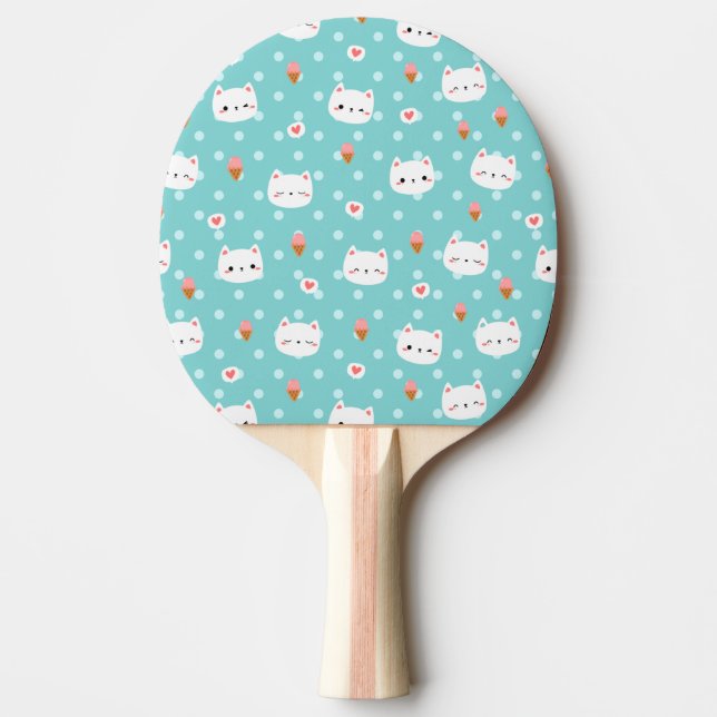 Cute Cat and Ice Cream Pattern Ping Pong Paddle (Front)
