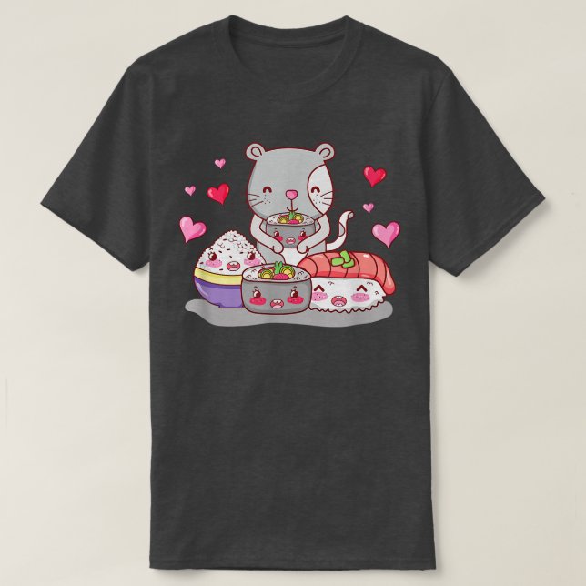 Cute Cat and Japan Food Kawaii, Kitty Sushi Nigiri T-Shirt (Design Front)