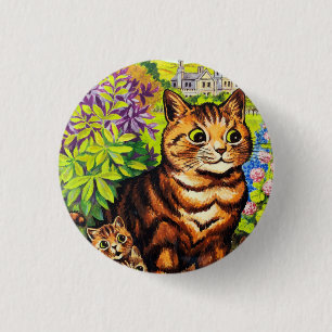 Cute cat and kittens drawing by Louis Wain 3 Cm Round Badge