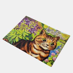 Cute cat and kittens drawing by Louis Wain Doormat