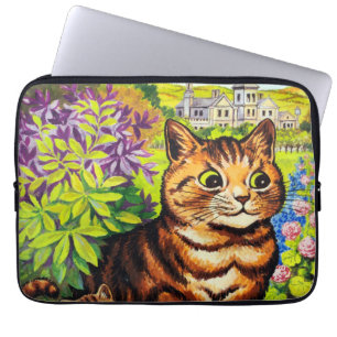 Cute cat and kittens drawing by Louis Wain Laptop Sleeve