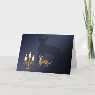 Cute Cat and Large Shadow Halloween Card