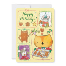 Cute Cat and Mice Christmas Card