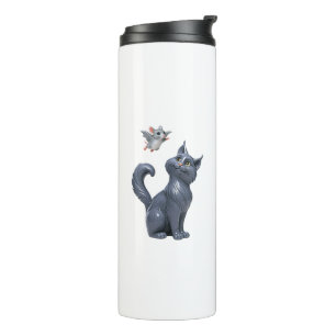 Cute Cat and Mouse Thermal Tumbler