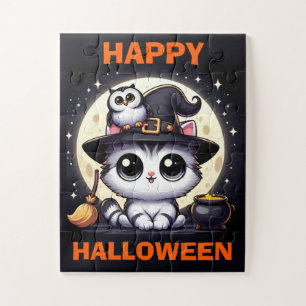 Cute Cat and Owl Children's  Jigsaw Puzzle