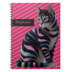 Cute Cat and Personalised Name Design Notebook