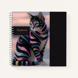 Cute Cat and Personalised Name Design Notebook