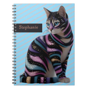 Cute Cat and Personalised Name Design Notebook