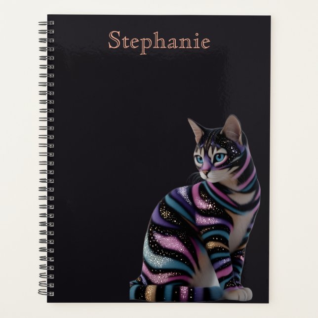 Cute Cat and Personalised Name Design Planner (Front)